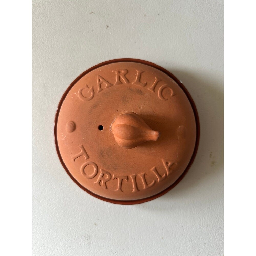 Vintage Norpro 2 Piece Terracotta Garlic Roaster Tortilla Warmer Food Steamer